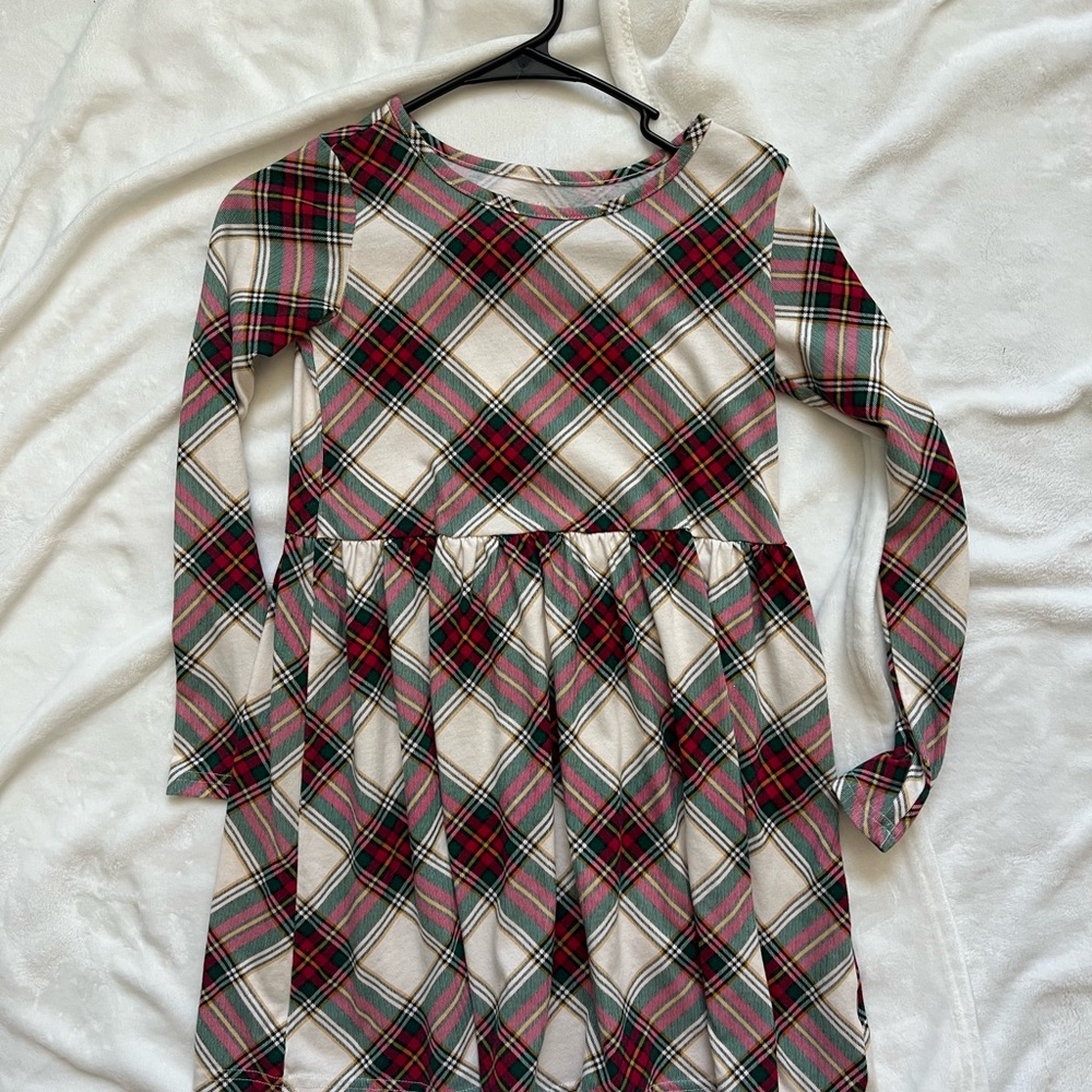 Plaid Long Sleeve Kids Dress Girls
